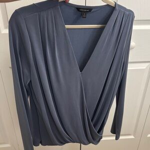 Banana Republic Blue Wrap Blouse with Long Sleeves